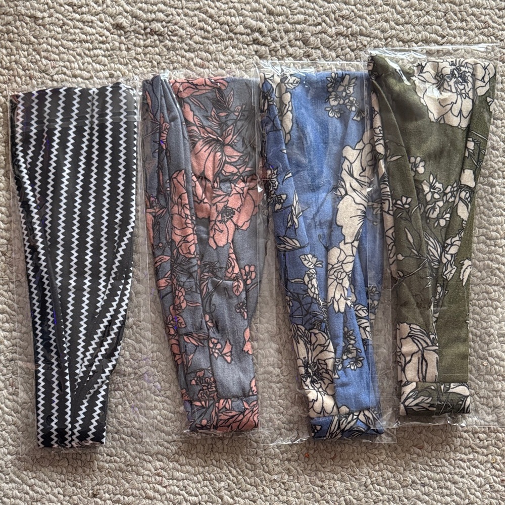 Floral and Chevron set of 4 headbands